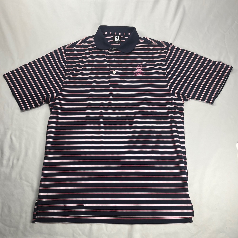 FootJoy Polo Shirt Navy Blue Striped 12 Oaks Performance Stretch M